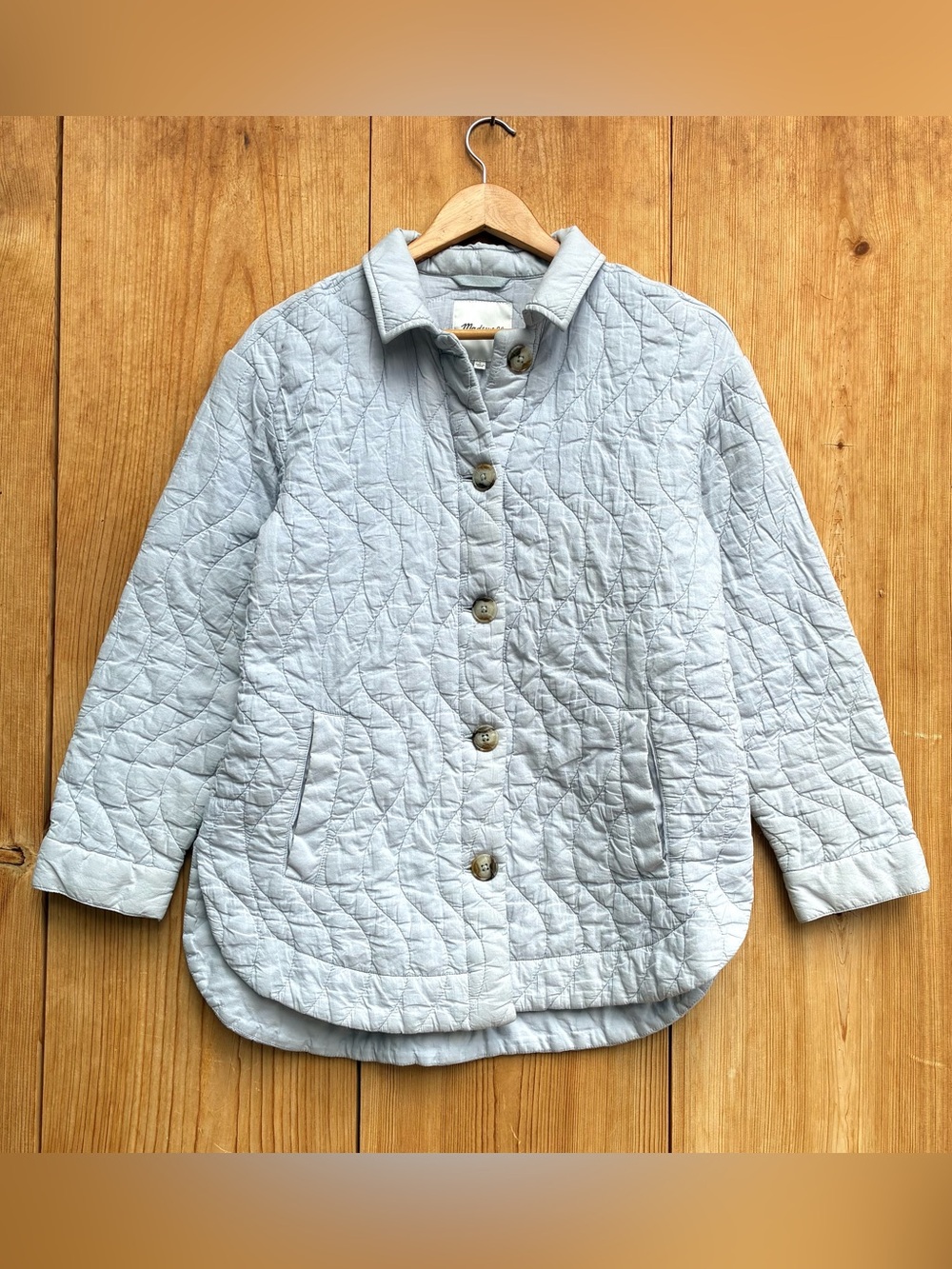 Madewell Quilted Button Up Light Gray Jacket Sz Small